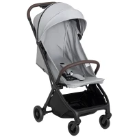 AIYAPLAY Foldable Baby Stroller with Adjustable Seat, 5-Point Harness, Canopy, Basket, 6.3kg Lightweight & Compact, Light Grey(m-11)