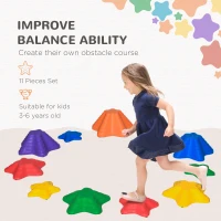 Outsunny 11-Piece Stepping Stones Kids, Starfish Style Non-slip Obstacle Course, Stackable Balance Blocks Garden Toys, Encourage Toddler Sensory Toys Indoor Outdoor - Multicoloured(m-7)
