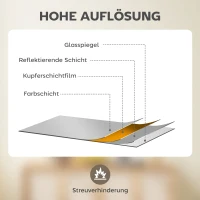 HOMCOM Wandspiegel, dekorativer Spiegel mit Metallrahmen, schwarze Streifen, Mehrschichtglas, 50B x 2T x 70H cm(m-6)