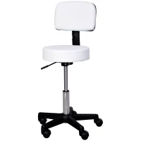 HOMCOM Rollhocker höhenverstellbar mit Rückenlehne Drehhocker 72-84 cm Arbeitshocker 360° drehbar Bürohocker für Büro Salon Massage Spa Weiß(m-12)