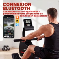 SPORTNOW Rameur Magnétique Appareil de Musculation Bluetooth Connecté Kinomap & Zwift 16 Niveaux de Résistance 135x42x72cm Rouge(m-4)