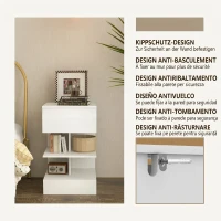 HOMCOM Noptiera Moderna din PAL si MDF cu un Sertar si 2 Rafturi, 39x39x65 cm, Alb(m-6)