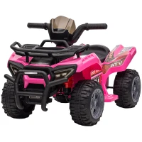HOMCOM Quad Elettrico per Bambini 18-36 Mesi con Batteria Ricaricabile 6V, in Metallo e PP, 70x42x45 cm, Rosa(m-11)