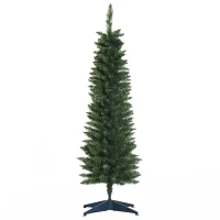HOMCOM 5ft Unlit Artificial Christmas Tree, Pencil Slim Xmas Tree with Solid Stand and Realistic Branches, Green(m-10)