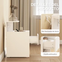 HOMCOM Mesita de Noche con Estación de Carga Puertos USB Cajón y Estantes Mesilla de Noche Dormitorio 40x40x60 cm Blanco(m-6)