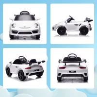 AIYAPLAY Coche Eléctrico para Niños con Licencia RUF CTR 3 Clubsport Mando a Distancia Motor Doble Ruedas Auxiliares Blanco(m-8)