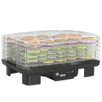 HOMCOM Dörrautomat, 6 Ebenen, Heißluftzirkulation, 40-70℃, 43 x 29,5 x 28 cm, Schwarz(m-12)