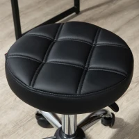 HOMCOM Sgabello Girevole Rotondo con Ruote, Altezza Regolabile e Rivestimento in Finta Pelle, Nero(m-9)
