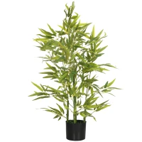 HOMCOM Plantă Artificială de Bambus Înaltă de 90 cm cu 504 Frunze din PEVA și PP Verde cu Ghiveci din Ciment Ø15x12.5 cm(m-12)
