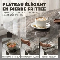 HOMCOM Table à manger rectangulaire pour 4 personnes, 130 x 70 x 75 cm, table de cuisine avec plateau en pierre frittée, marron(m-5)