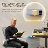 HOMCOM Calefactor Eléctrico de Pared 1000W/2000W Estufa con Pantalla LED y Mando a Distancia 54,5x12x21,5 cm Gris(m-6)