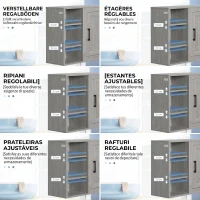 kleankin Dulap de Baie Suspendat cu Montare pe Perete, Dulăpior cu 3 Rafturi Deschise pentru Depozitare, Gri(m-6)