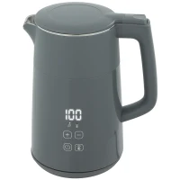 HOMCOM Electric Kettle, 1.7L Fast Boil 3kW Water Kettle with UK Strix Thermostat, LED Display, Keep Warm Function, Grey(m-11)
