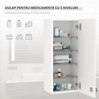 kleankin Dulapior pentru Medicamente cu Încuietoare 5 Etajere Reglabile Alb(m-4)