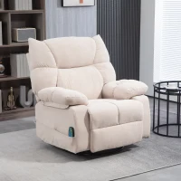 HOMCOM Massagesessel mit Wärme- & Liegefunktion, drehbar, bis 150 kg, Metallgestell, 98x90x98cm, Beige(m-10)