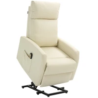 HOMCOM Poltrona Relax Levanta Pessoas Poltrona Elétrica Reclinável a 145° com Controlo Remoto Apoio para Pés 67x95x105 cm Creme(m-1)