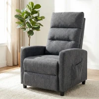 HOMCOM Sillón de Masaje Reclinable con Reposapiés 2 Zonas de Masaje Respaldo Alto Bolsillos Tapizado en Chenilla Gris(m-9)