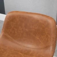 HOMCOM Bar Stools Set of 2 - Industrial Kitchen Stool, Upholstered Bar Chairs with Back, Steel Legs, Brown(m-8)