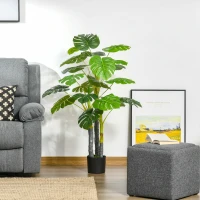 HOMCOM Árbol Tropical Decorativo Altura 120 cm con 20 Hojas para Hogar Salón Dormitorio Verde(m-10)