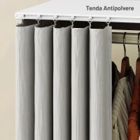 HOMCOM Stand Appendiabiti con 4 Ruote, Ripiani Aperti, Asta per Vestiti, Tende per Guardaroba, per Camera da Letto Soggiorno Corridoio, Bianco(m-6)