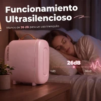 HOMCOM Nevera Pequeña Extrasilenciosa 4L 9V/240V para Enfriar y Calentar Mini Frigorífico 20,3x26,3x28 cm Rosa Palo(m-6)