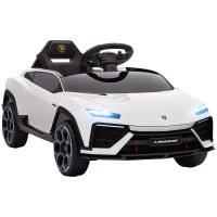 AIYAPLAY Voiture électrique enfant véhicule électrique Lamborghini 12V télécommande 2,4G et 2 moteurs vitesse max. 4 km/h blanc(m-11)