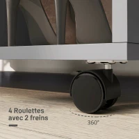HOMCOM Armoire penderie meuble de rangement mobile 4 roulettes avec tringle à vêtements et étagères ouvertes, gris(m-5)