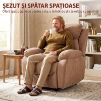 HOMCOM Fotoliu Reclinabil Manual cu Material cu Aspect de In, Suport pentru Picioare și Cotiere Căptușite, Maro Închis(m-5)