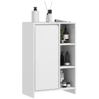 HOMCOM Dulap de Baie cu 3 Rafturi Deschise și Dulap cu o Ușă, cu Poliță Reglabilă, 53x30x80cm, Alb(m-11)
