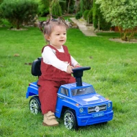 HOMCOM Macchina Giocattolo Cavalcabile Fuoristrada per Bambini con Fari e Musiche, Età 18-36 Mesi, Blu(m-2)