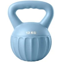 SPORTNOW Kettlebell 12 kg, haltère avec poignée Antidérapante, haltère à boule, musculation, entraînement, pour gym, bleu(m-1)