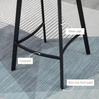 HOMCOM Bar Stools Set of 2 - Industrial Kitchen Stool, Upholstered Bar Chairs with Back, Steel Legs, Brown(m-6)