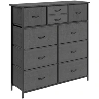 HOMCOM Bedroom Chest of Drawers, 10 Drawer Dresser with Foldable Fabric Drawers and Steel Frame, Black(m-1)
