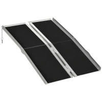 HOMCOM Rampa para Silla de Ruedas Plegable 122x73,5 cm Rampa Portátil de Aluminio Rampa de Umbral Antideslizante Negro(m-11)