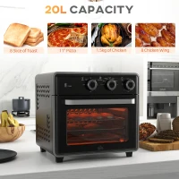 HOMCOM 20L 90-230℃ Mini Convection Oven, with Air Fry Function - Black(m-5)