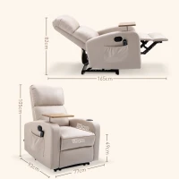 HOMCOM Sillón de Masaje con 4 Modos Vibración Reclinación 145° Mando a Distancia 77x93x105 cm Beige(m-3)