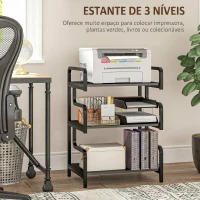 HOMCOM Suporte para Impressora de 3 Níveis com Estrutura em Aço, Estante de Arrumação para Escritório e Casa, 55x40x77 cm, Preto(m-4)