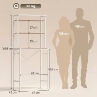 HOMCOM Étagère de Machine à Laver 3 Niveaux, Meuble pour Lave-Linge et Sèche-Linge avec Barre de Suspension, Marron et Blanc(m-3)