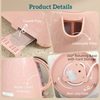 HOMCOM 1.7L 3000W Fast Boil Kettle & 2 Slice Toaster Set, Kettle and Toaster Set with Auto Shut Off, Browning Controls, Light Pink(m-9)