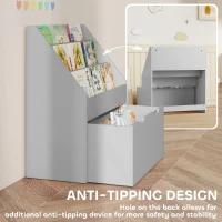 AIYAPLAY Bookcase for Kids with Shelves, Drawer, Bookcase for Bedroom, Playroom, Grey(m-5)