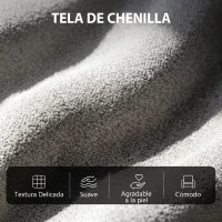 HOMCOM Sillón de Masaje Reclinable con Reposapiés 2 Zonas de Masaje Respaldo Alto Bolsillos Tapizado en Chenilla Gris(m-7)