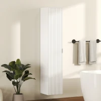 HOMCOM Mobile Bagno Sospeso a Colonna con Ripiani Regolabili e Chiusura Soft Close, 30x31.5x160 cm, Bianco(m-10)