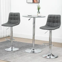 HOMCOM Set 2 Sgabelli da Bar Girevoli in Similpelle con Schienale e Poggiapiedi, 42x45x89-110cm, Grigio(m-10)