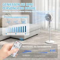 HOMCOM Standventilator Luftzirkulator Lüfter mit 3 Geschwindigkeitsstufen Fernbedienung Timer 70°+90° Oszillation(m-7)