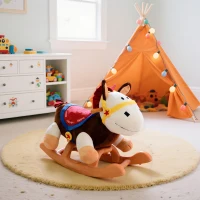 Qaba Jouet à bascule cheval à bascule modèle âne marron beige blanc(m-8)