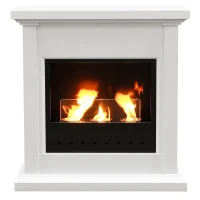 HOMCOM Cheminée au bioéthanol en métal brûleur 400 ml durée de combustion de 3 heures avec verre de protection blanc(m-12)