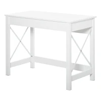 HOMCOM Scrivania porta PC dal Design Moderno e Minimal, in Legno e Acciaio, 105x50x76 cm, Bianco(m-1)