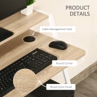 HOMCOM Writing Desk Computer Table Home Office PC Laptop Workstation Storage Shelf 84L x 45W cm White and Oak(m-6)
