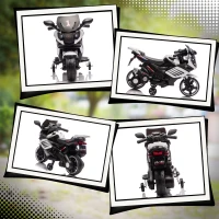 AIYAPLAY Moto Elettrica per Bambini da 6V con Rotelle Rimovibili, Fari e Musiche, Età 18-36 Mesi, Bianco(m-7)
