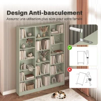 HOMCOM Bibliothèque 6 Niveaux, Étagère de Rangement avec 17 Compartiments et Étagères Réglables, 149 x 23,6 x 188 cm, Vert(m-7)